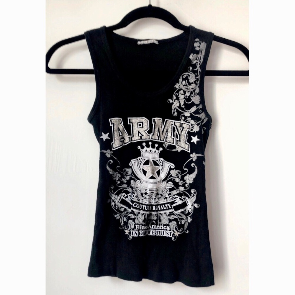 Black and silver army tank top